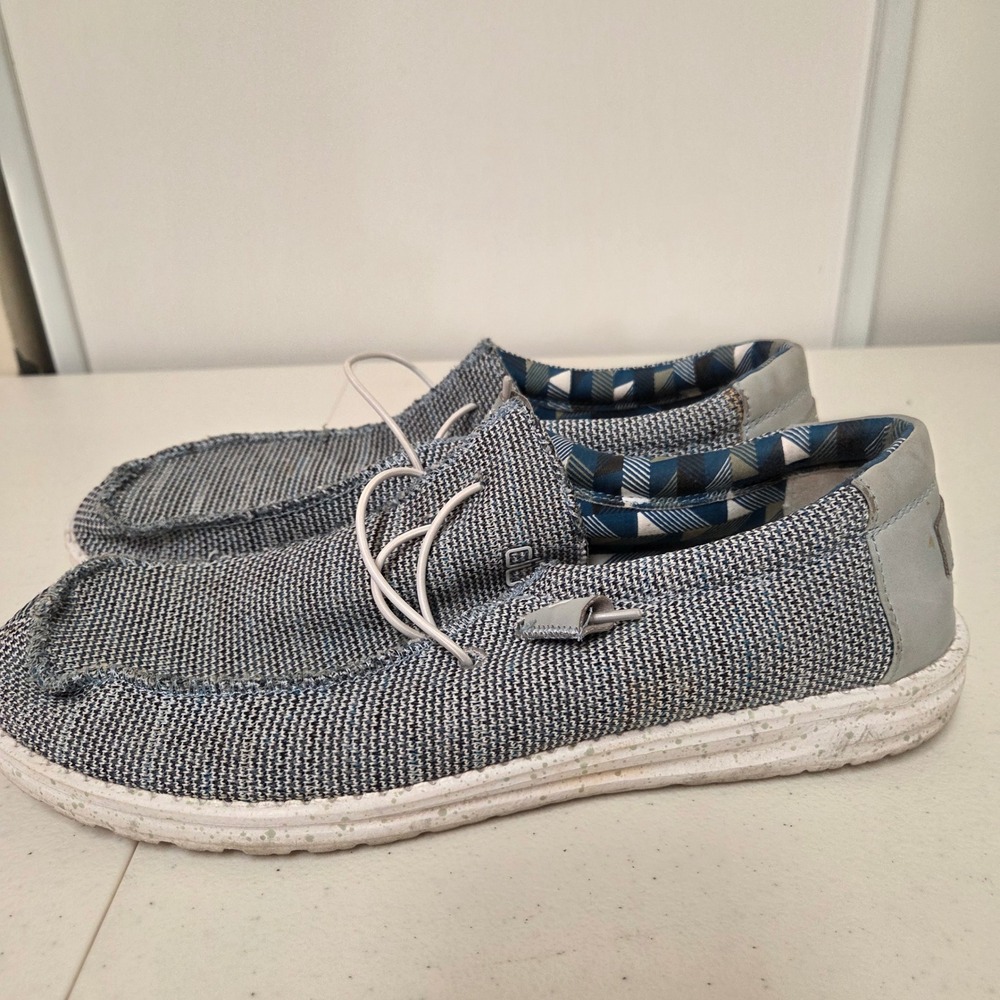 Hey Dude Wally Sox Ice Grey Men Size 12 Stretch Knit Slip On Loafers 110350109
